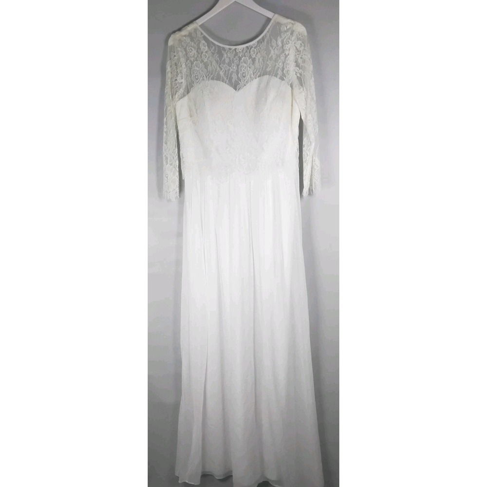SHOWCASE Dorothy Perkins Elegant White Lace Chiffon Formal Dress Size US 8 UK 12